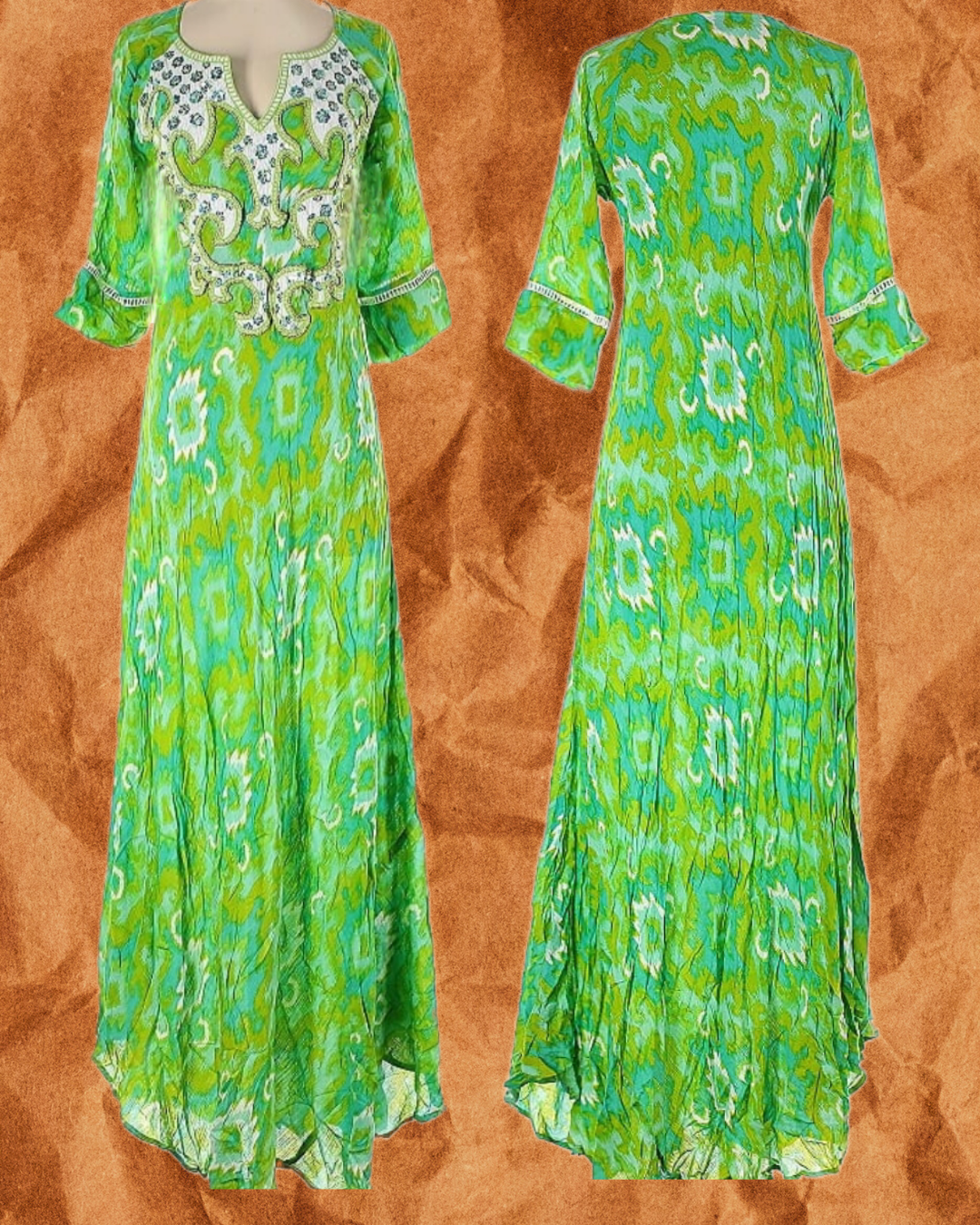 Miss June green Boho style dress size M, excellent condition used dress.